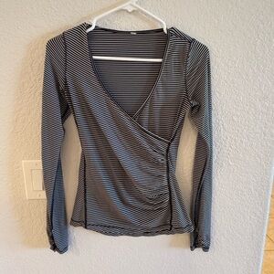 lululemon Striped V-Neck Wrap Top